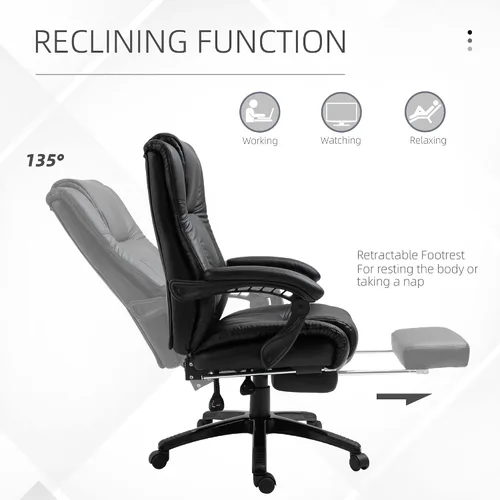 Vista 7 de Executive High Back Office Chair Executive Computer Desk Chair with PU Leather, Adjustable Height and Retractable Footrest, Black