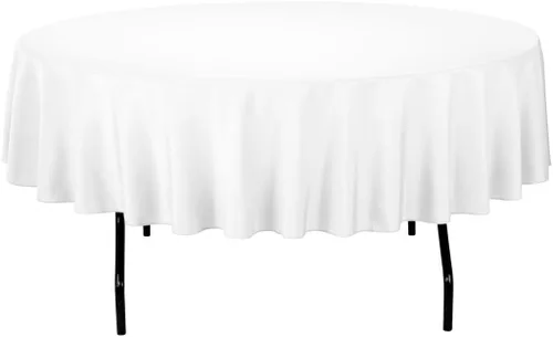Vista 32 de Gee Di Moda Mantel redondo verde manzana de 70 pulgadas para mesas redondas de 24 a 48 pulgadas, tela lavable resistente, para mesa de bufé, fiesta