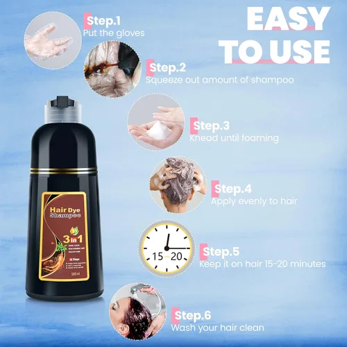 Vista 5 de IIIMEIDU Champú para teñir el cabello 3 en 1 para cabello gris, champú con ingredientes herbales tinte burdeos para mujeres y hombres, cobertura
