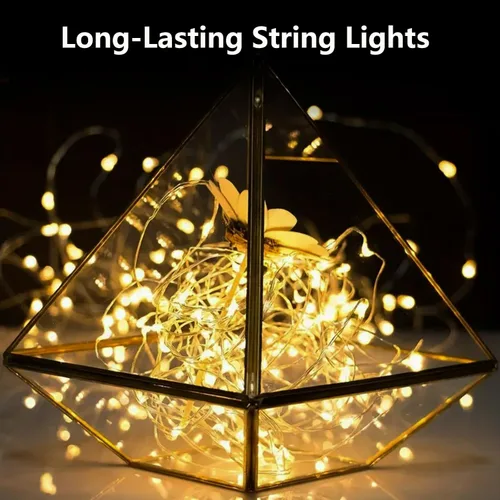 Vista 6 de Paquete de 6 guirnaldas de luces LED de 16 pies, funciona con pilas Blanco cálido
