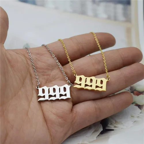 Vista 6 de HUTINICE Angel Number Necklace For Women, 18K Gold Plated Dainty 111 222 333 444 555 666 777 888 999 Pendants Choker Chain Numerology Jewelry