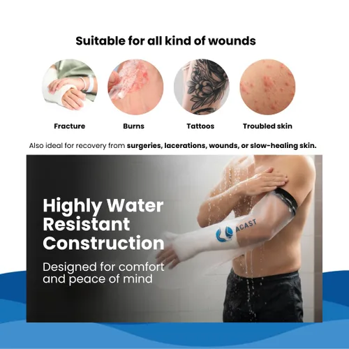 Vista 7 de ACAST Funda impermeable para brazo para ducha Protector de yeso reutilizable para muñeca, codo y dedos Sello seguro sin fugas Protección fácil