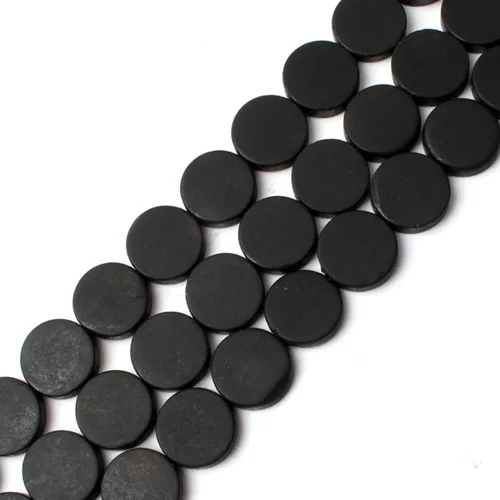 Vista 7 de GEM-Inside - Cuentas sueltas de ágata negra natural de 0.630 in, moneda de cristal de rayas energéticas para hacer joyas, 15 pulgadas