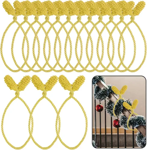 Vista 10 de DIYASY Lazos para Guirnaldas de Escalera, 12 Piezas Lazos Decorativos Rojos y Blancos para Barandillas de Escaleras Lazos de Torsión Envolturas