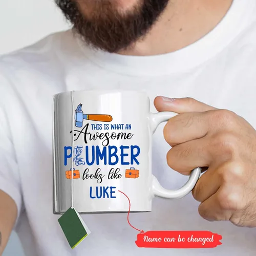 Vista 2 de Taza de café personalizada para fontanero – This Is What An Awesome Plumber Looks Like Taza – Taza de fontanero personalizada – Taza de fontanero