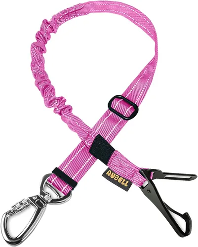 Vista 22 de AUBELL Cinturón de seguridad para perro, 3 en 1, ajustable, reflectante, resistente, arnés de perro con gancho de clip, cierre y hebilla, mosquetón