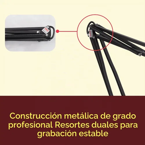 Vista 3 de Pyle Soporte de brazo de micrófono de suspensión Pro - Soporte de micrófono con brazo de resorte de tijera con soporte de choque, inclinación