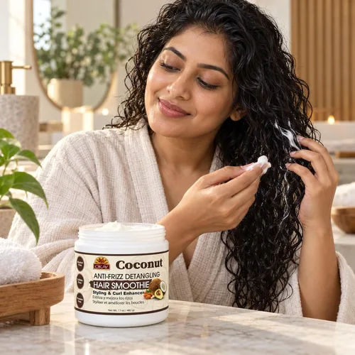 Vista 7 de Okay Batido desenredante de coco antiencrespamiento para el cabello, 17 onzas, blanco, 17 onzas
