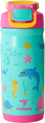 Vista 15 de Reduce Hydrate Pro Kids - Botella de agua aislada de acero inoxidable de 14 onzas con pajilla, vaso a prueba de derrames para niños, retención