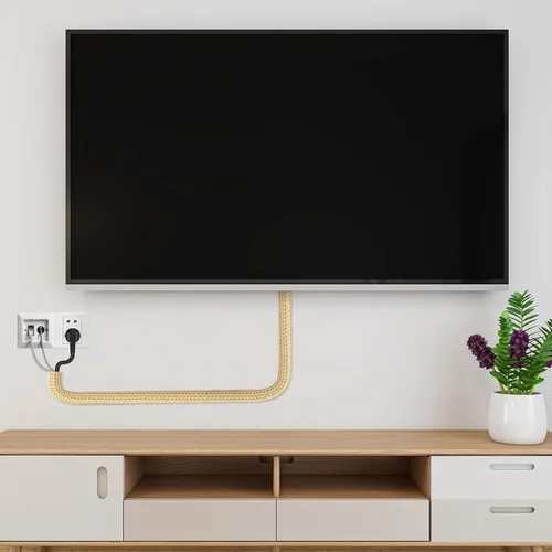 Vista 5 de 10 pies - Funda trenzada para gestión de cables de 1/2 pulgada Protector de cable - Conducto de alambre dividido autoenvolvente para Beige