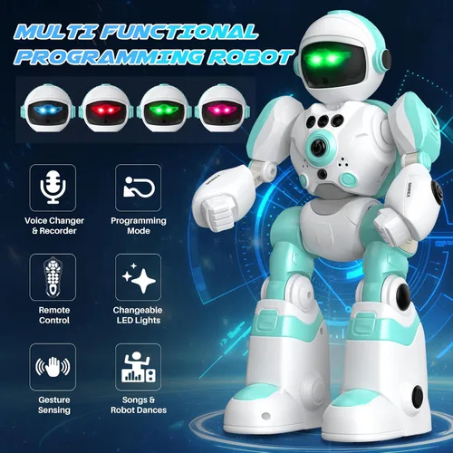 Vista 3 de SIMREX Juguetes Robot para Niños, Robot de Control Remoto, Robot Programable con Voz Grabada Música Danza Control de Gestos, Regalo para Niños