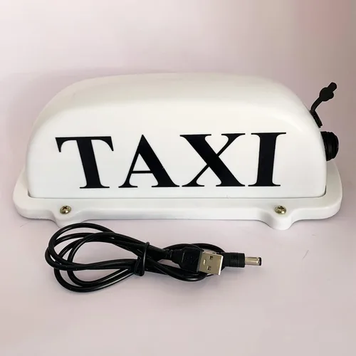 Vista 3 de Señal de taxi LED azul y verde para techo con batería recargable USB, base magnética impermeable (azul)