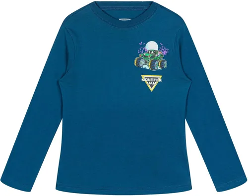 Vista 3 de Monster Jam Paquete de 2 camisetas de manga larga para niños pequeños a grandes Grave Digger El Toro Loco Megalodon Salvia esmerilada / azul carbón