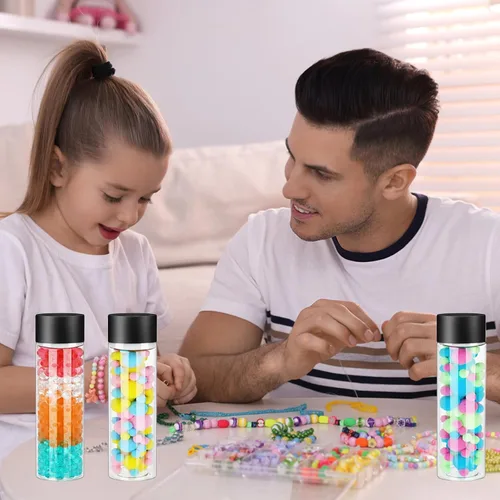 Vista 6 de 16 botellas sensoriales vacías con tapas, 10 onzas, de plástico transparente, reutilizables, a prueba de fugas, decorativas, para manualidades