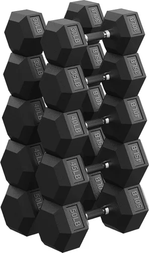 Vista 21 de Dumbbell Set 45-550lb, Rubber Encased, Strength Training Home Gym