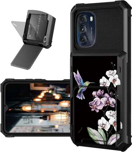 Vista 20 de Funda tipo cartera para Moto G 5G 2022 con ranura para tarjetero, cubierta abatible híbrida de doble capa, resistente, a prueba de golpes, funda