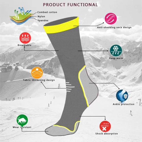 Vista 3 de LifeWheel Mujeres y hombres esquí senderismo grueso cálido invierno Terry calcetines para trekking deportes al aire libre