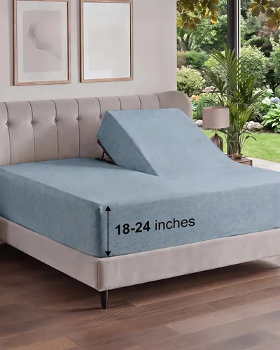 Vista 186 de Sábana bajera ajustable extra profunda Twin XL – Sábana bajera individual de lujo de hotel solamente – Se adapta fácilmente a colchones de 18 a 24