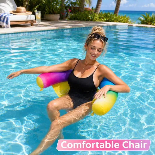 Vista 5 de FindUWill Flotadores de piscina para adultos, 55 pulgadas, extra grande, cubierta de tela, flotador de piscina y balsa, flotador de malla