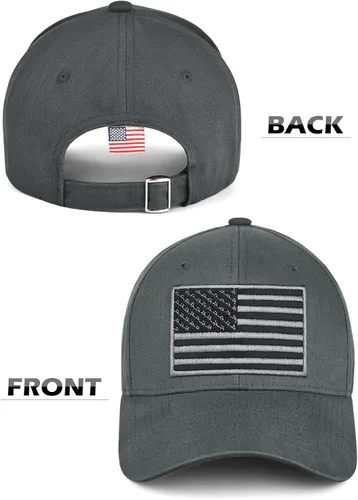 Vista 2 de LCZTN Paquete de 2 gorras de béisbol con la bandera estadounidense para hombres y mujeres, sombrero de papá liso de perfil bajo de Estados Unidos