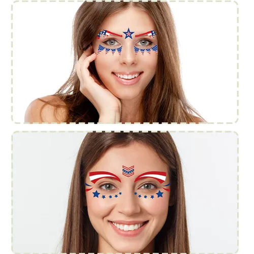 Vista 4 de Decoraciones del 4 de julio, tatuajes de ojos para la cara, bandera de Estados Unidos, estrella, tatuajes temporales, Día de la Independencia