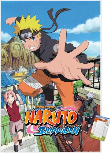 Vista 12 de Trends International Naruto Shippuden - Póster de pared de salto, 14.725 x 22.375 pulgadas, versión enmarcada de madera de granero