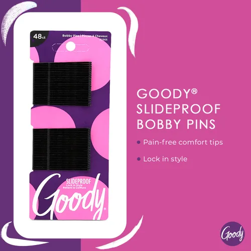 Vista 2 de Goody Invisibles antideslizantes para mujer - 48 unidades, color negro rizado - Invisibles sin dolor de 2 pulgadas para peinar y asegurar todo tipo