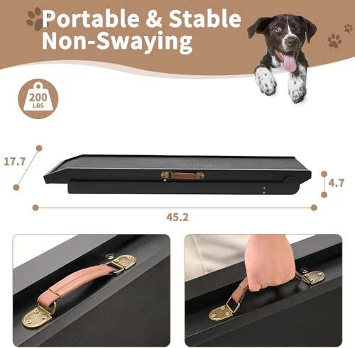 Vista 7 de SLSY Rampa para perros para cama, sofá y SUV, rampa plegable ajustable mejorada para mascotas con alfombrilla de goma antideslizante, 45.2 pulgadas