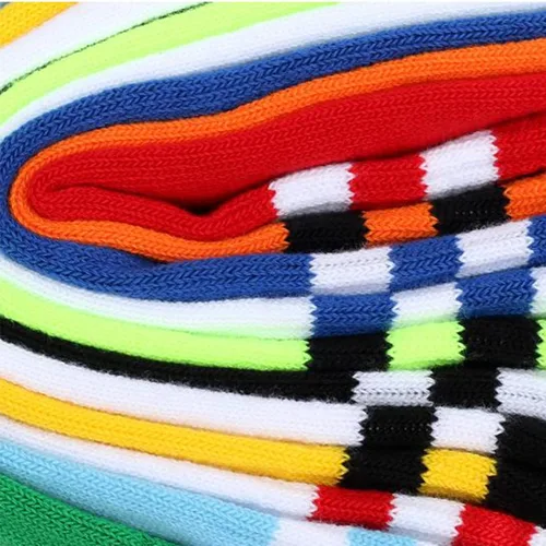 Vista 4 de 10 pares de calcetines de fútbol para niños, elásticos hasta la rodilla, calcetines coloridos de fútbol atlético para niños y niñas