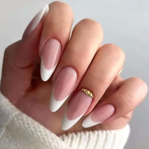 Vista 11 de Uñas postizas a presión marrón café, uñas postizas medianas de almendra, color sólido, cobertura completa, uñas postizas artificiales brillantes
