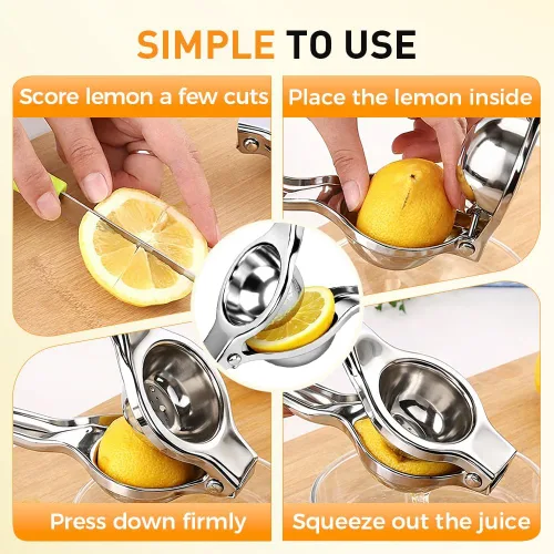Vista 7 de Lemon Squeezer Stainless Steel Citrus Juicer, 2026 New Handheld Juicer for Home Use – Non-Slip Manual Citrus Juicer for Lemons, Oranges, and 1PC