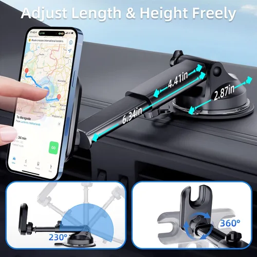 Vista 6 de pop-tech Soporte de teléfono de automóvil para Pop Socket: soporte de teléfono celular con ventosa para ventana de parabrisas de salpicadero
