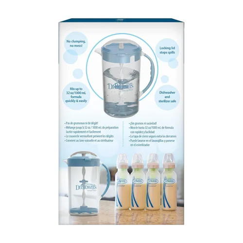 Vista 14 de Dr. Brown's Insta-Prep Dispensador de agua tibia con jarra de mezcla de fórmula para bebés, 36 onzas, azul