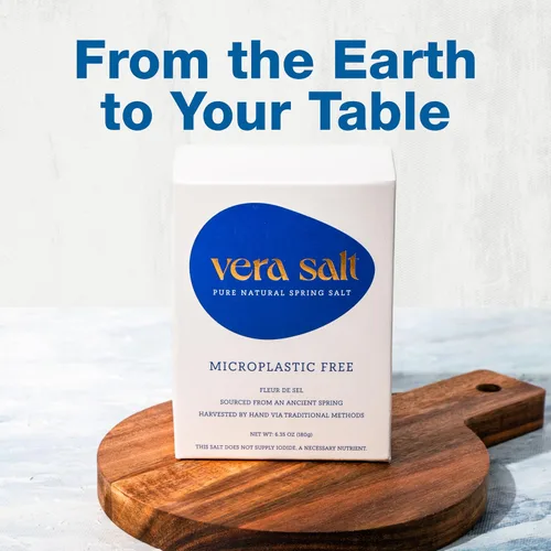Vista 8 de Vera Salt Fleur de Sel - Sal de primavera - Paquete de 6.35 oz - Cristales cosechados a mano de España - Formados naturalmente con delicado crujido