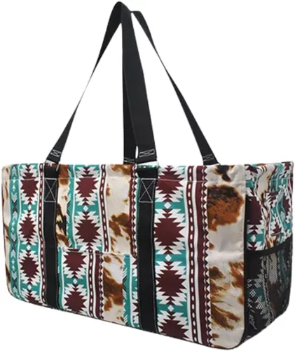 Vista 59 de NGIL Bolsa de comestibles reutilizable extra grande plegable de gran tamaño para comestibles, almacenamiento, picnic, playa, Estampado de vaca