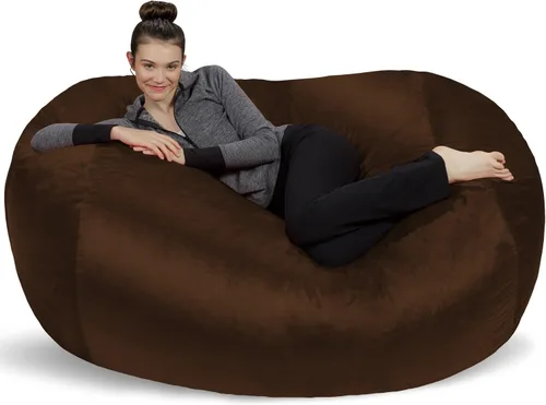 Vista 9 de Puf grande de 6 pies Sofa Sack Bean Bags, Microfibra, Camel Camello