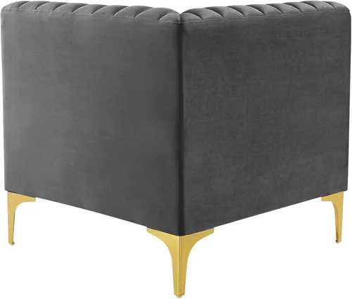 Vista 4 de Modway EEI-3983-GRY Triumph Channel - Silla esquinera para sofá seccional de terciopelo de alto rendimiento, color gris