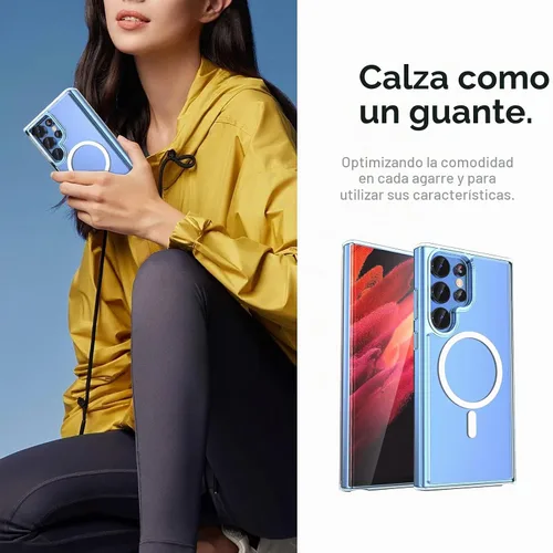 Vista 6 de ANNGELAS Funda protectora para Samsung Galaxy S22 Ultra Mag-Safe, delgada funda protectora a prueba de golpes con magnético, parte trasera dura