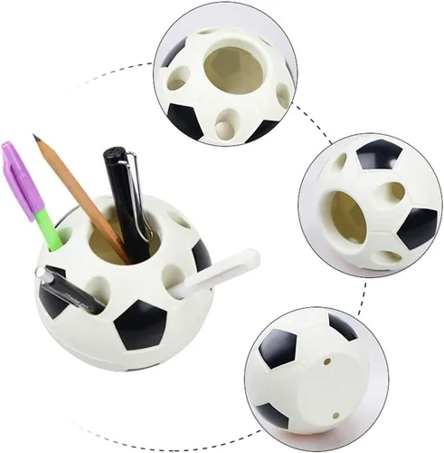 Vista 2 de Soporte creativo para bolígrafo de fútbol de escritorio, diseño de estilo de estilo de fútbol, contenedor de escritorio, organizador de escritorio