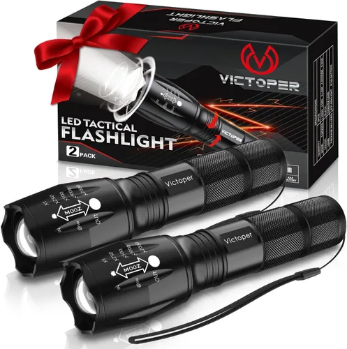Vista 17 de Victoper Linternas LED Rojas, linterna táctica recargable de alto poder y alto lúmen súper brillante, 5 modos, con zoom, impermeable, luces de flash