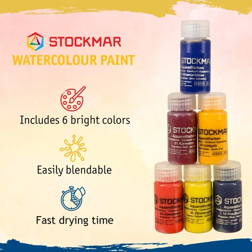 Vista 2 de Stockmar Pintura de acuarela, juego de 6, pintura lavable para niños, educadores en casa y estudiantes, suministros de arte Waldorf
