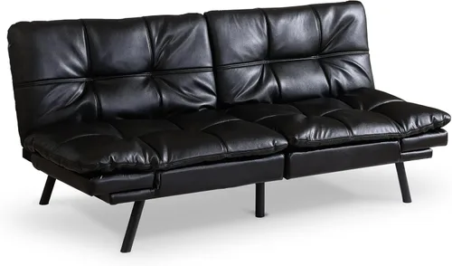 Vista 2 de Opoiar Lounge - Sofá cama de espuma viscoelástica para espacios de vida compactos, sofá biplaza plegable convertible con reposabrazos, cuero