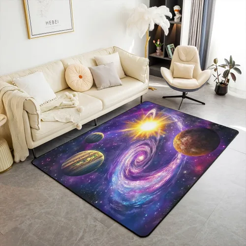Vista 33 de Feelyou Alfombra de área con diseño de rosas de 3 x 5 para niños, con flores de Buterfly y luna, alfombra decorativa para dormitorio, niños, niñas