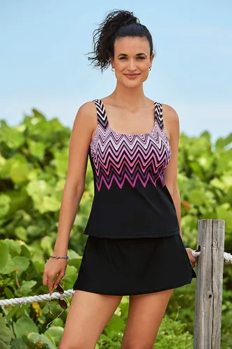Vista 5 de Reebok Traje de baño deportivo de moda con ondas cósmicas y cuello redondo para mujer