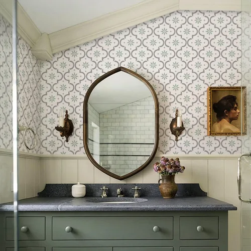 Vista 44 de Alwayspon 12 calcomanías de azulejos de pared retro florales mate para transferir, despegar y pegar, calcomanías de vinilo autoadhesivas