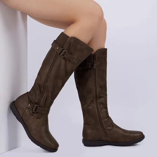 Vista 7 de DREAM PAIRS - Botas de invierno altas hasta la rodilla con forro de piel sintética para mujer