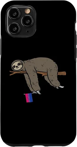 Vista 10 de Funda de regalo para iPhone 13 Pro Bisexual Pride Flag Lazy Sloth Bi LGBTQ Animal Lover
