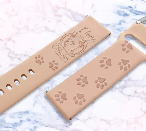 Vista 3 de Correa de reloj personalizada de raza de perro de 0.787 in compatible con Samsung Watch Galaxy Active / Active2 / Gear S4 /S2 silicona grabada