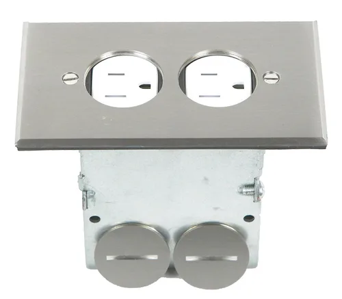 Vista 5 de ENERLITES Kit de caja de piso con tapa de rosca, 12,7 cm x 7,1 cm, 1 banda, receptáculo dúplex de 20 A resistente a manipulaciones y a