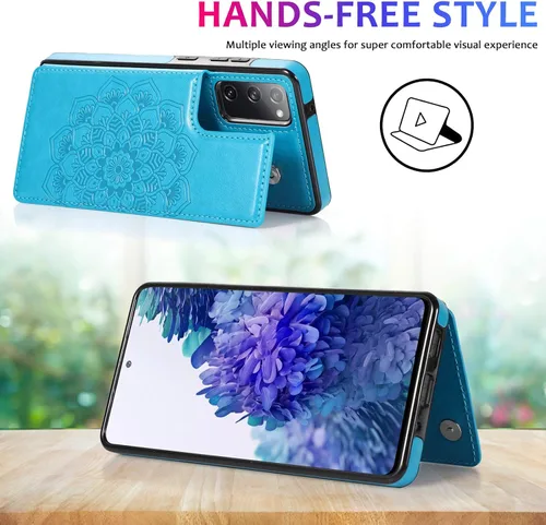 Vista 6 de Asuwish Funda compatible con Samsung Galaxy S20 FE y protector de pantalla de vidrio templado, ranura para tarjetero, función atril, cubierta